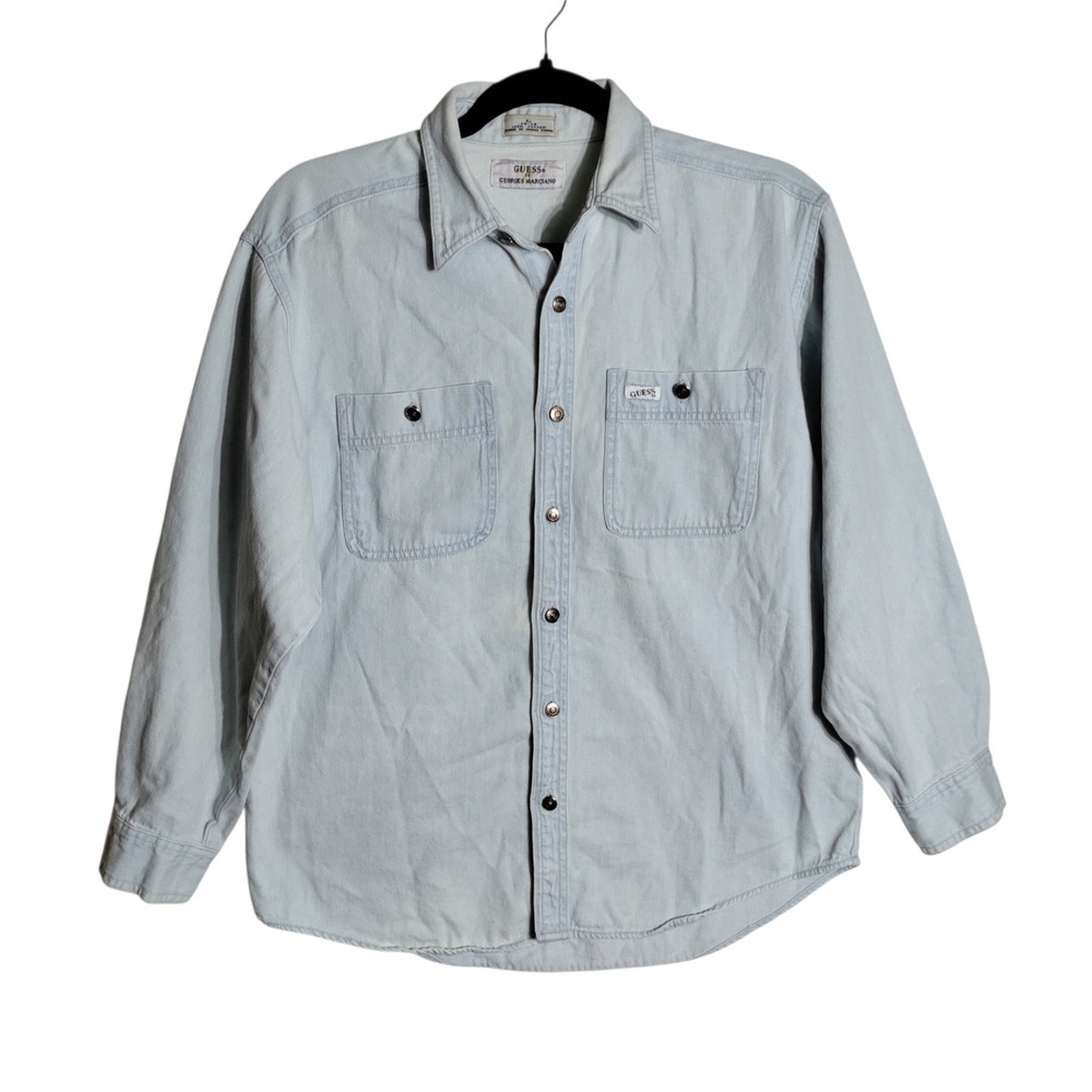 Guess Light Blue Button-Down Denim Shirt